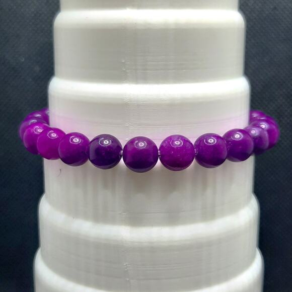 Purple Sugilite Jade Bracelet Artisan Made Stretch 8mm Gemstone Beaded Stack New - Picture 7 of 11